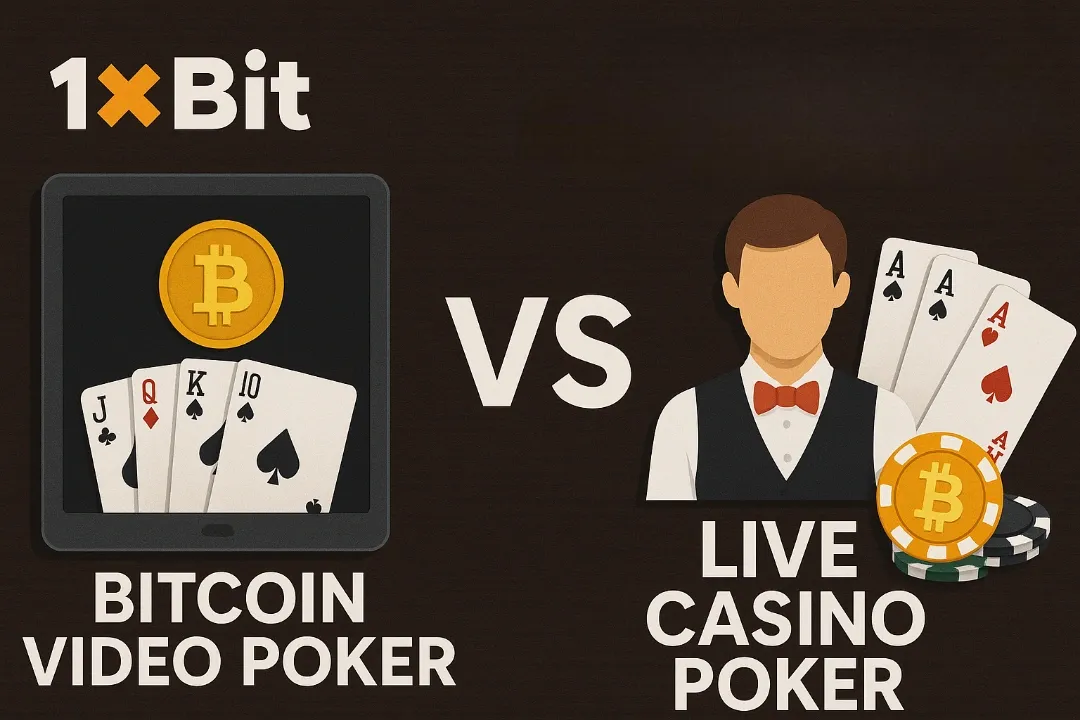1xBit Bitcoin Video Poker vs Live Casino Poker